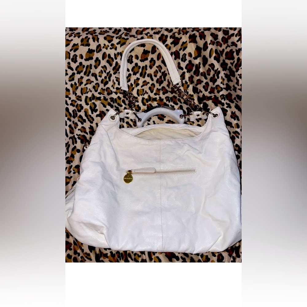 Big Buddha White Handbag Tote Shoulder Designer Jeremy Bassan Santa Barbara EUC